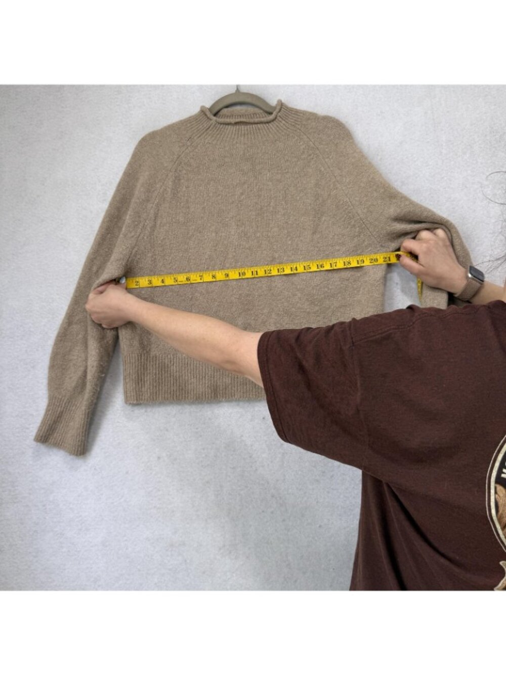J Crew Sweater Womens Small Beige Mock Neck Alpaca Wool Raglan Knit Pullover - Picture 6 of 8